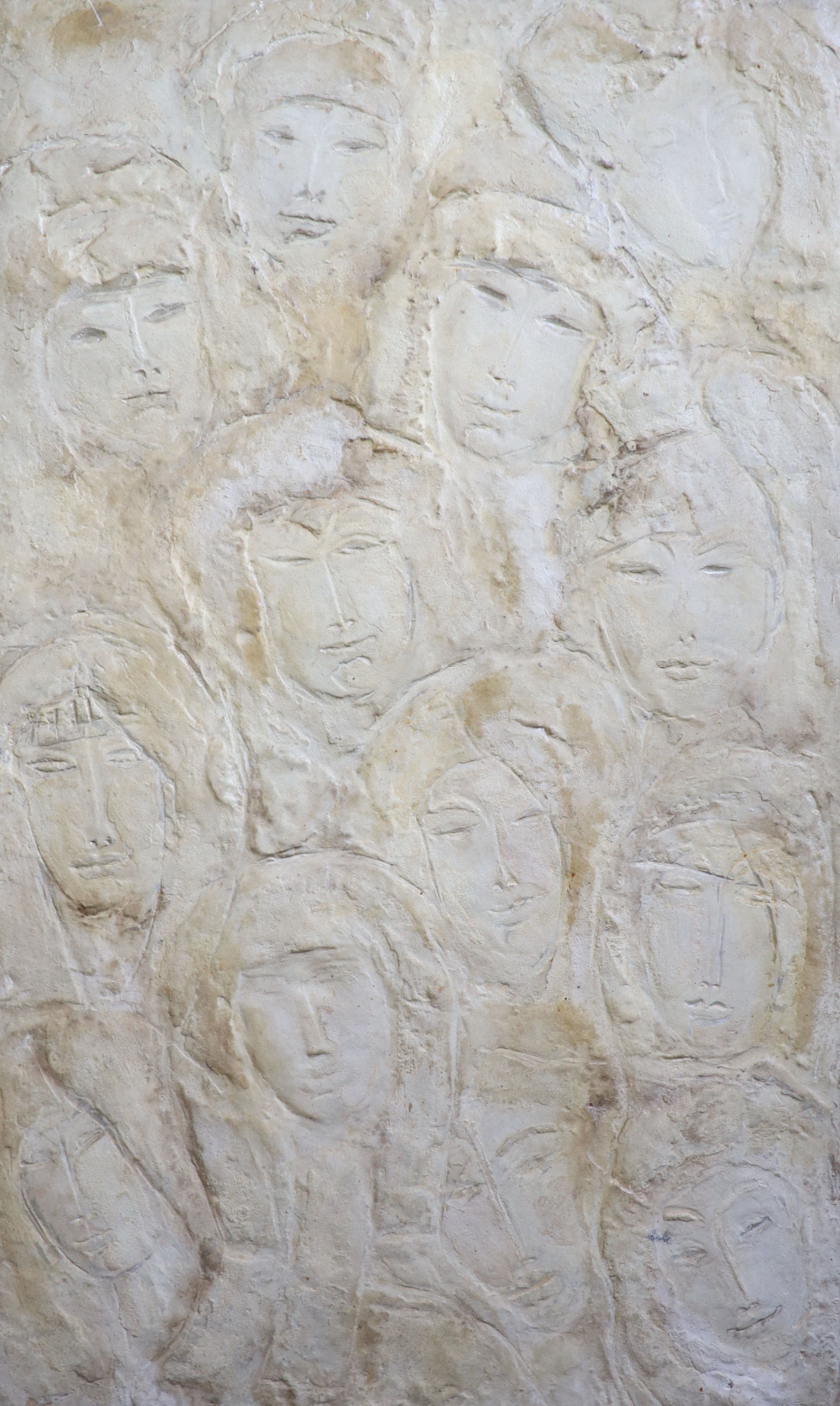 Paul Dufau (French, 1897-1989), Masks, 1963, Mixed media on panel, 121 x 76cm. Unframed.